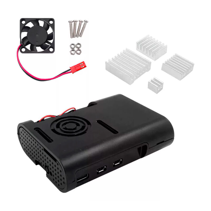 Case + Cooler Fan e Dissipadores para Raspberry Pi 5