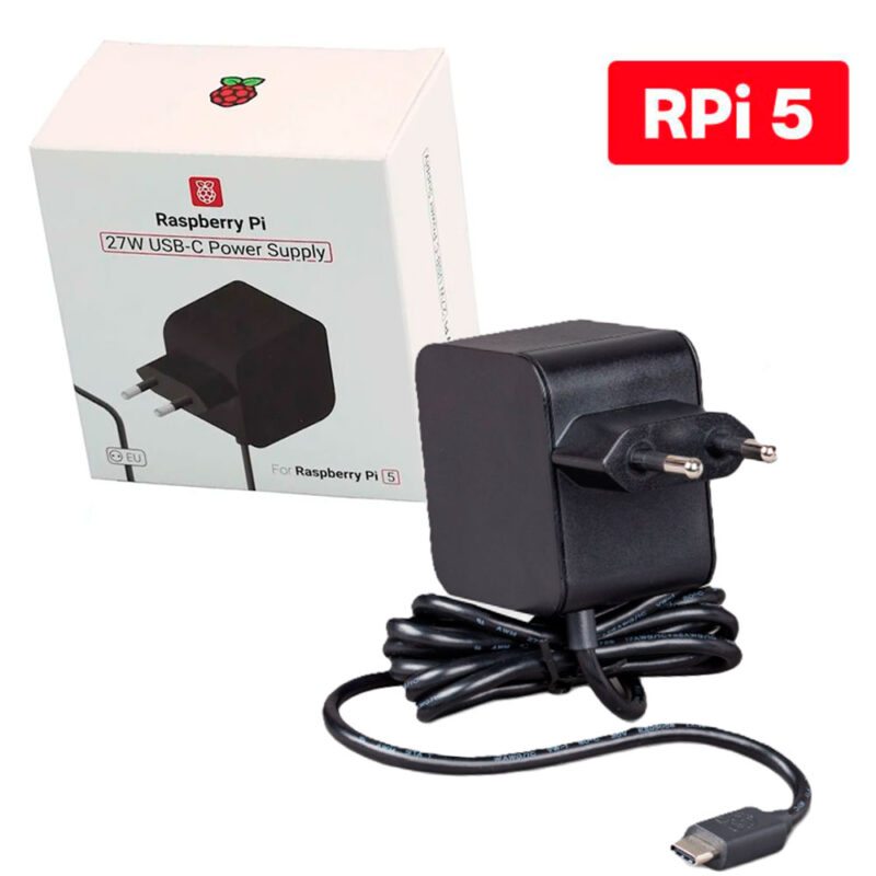 Fonte Oficial para Raspberry Pi 5 Preta