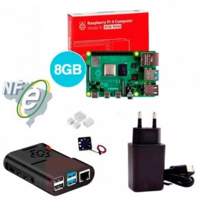 Kit Raspberry Pi 4 8GB c/ Case, Cooler, Fonte 5v e Dissipadores