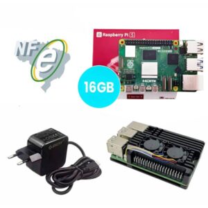 Kit Raspberry Pi 5 16GB c/ Case Metal c/ Cooler Fan e Fonte 27W Kit Raspberry Pi 5 16GB c/ Case Metal c/ Cooler Fan e Fonte 27W