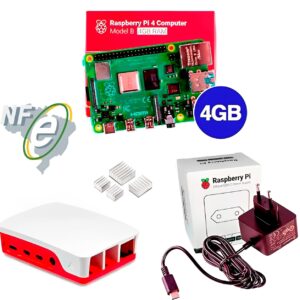 Kit Raspberry Pi 4 4GB c/ Case e Fonte Oficiais + Dissipadores