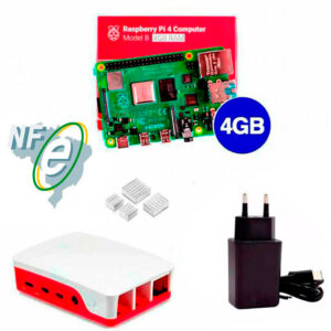 Kit Raspberry Pi 4 4GB c/ Case Oficial, Fonte e Dissipadores