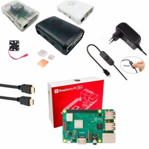 Kit Raspberry Pi 3 Model B+(Plus) c/ Case, Fonte, Cooler e Dissipadores