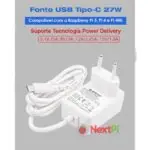Fonte Branca 5.1V 5A Real para Raspberry Pi 5